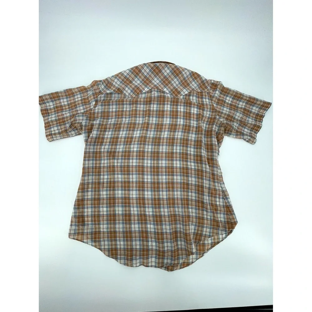 Vintage Levi's Western Shirt Mens Large Brown Plaid Cowboy Outdoor‎ Pearl Snap